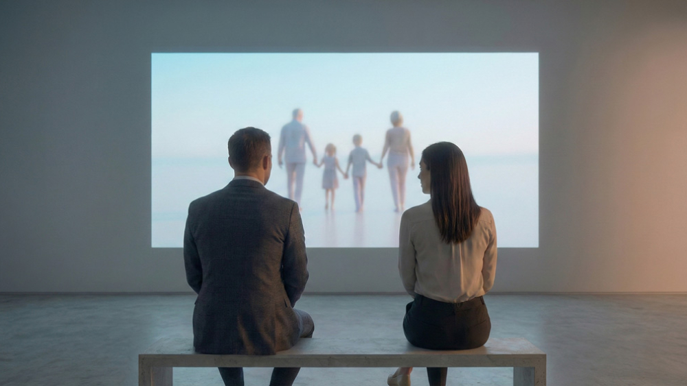 Εννοιολογική εικόνα ζευγαριού που αντιμετωπίζει υπογονιμότητα λόγω στρες, πλαστικών και σύγχρονου τρόπου ζωής.